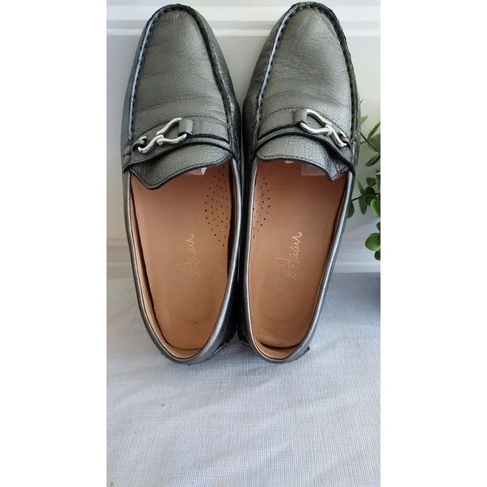 Cole Haan Loafers Women's US 7 Gray Leather Pebble Grain‎ Slip-On Shoes N Air